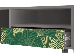 Móvel De Tv| Mueble de TV - 115х59х48 cm - T3 - Gold Ginkgo, Cinza Cinzento