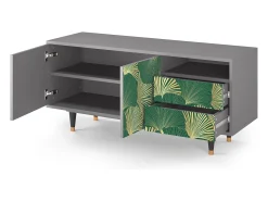 Clearance Mueble de TV - 125х56х41 cm - T7 - Gold Ginkgo, Cinza Cinzento