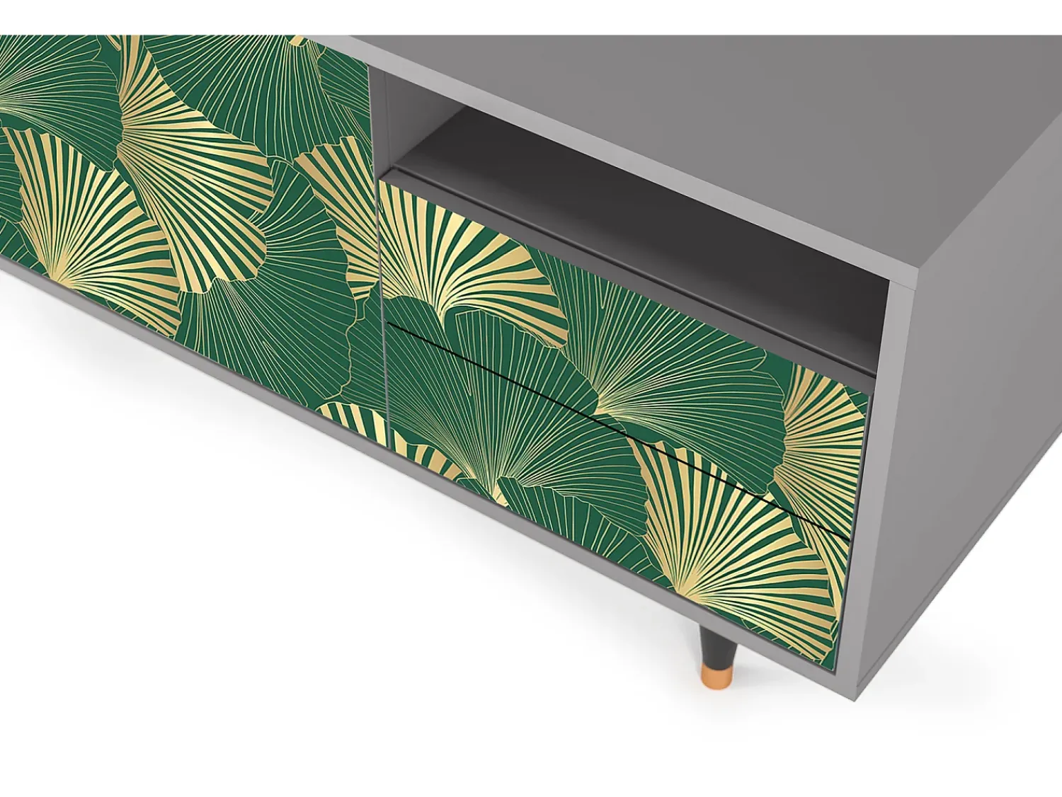 Clearance Mueble de TV - 125х56х41 cm - T7 - Gold Ginkgo, Cinza Cinzento