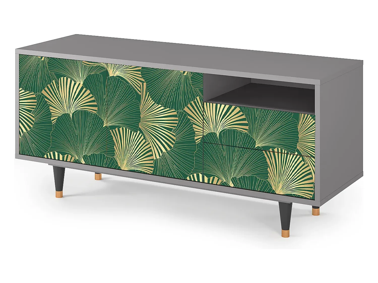 Clearance Mueble de TV - 125х56х41 cm - T7 - Gold Ginkgo, Cinza Cinzento