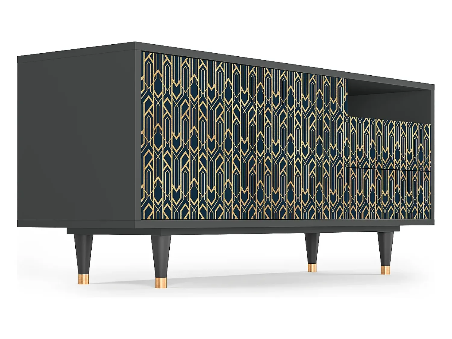 Mueble de TV - 125х56х41 cm - T7 - Golden Empire, Antracite^ Móvel De Tv