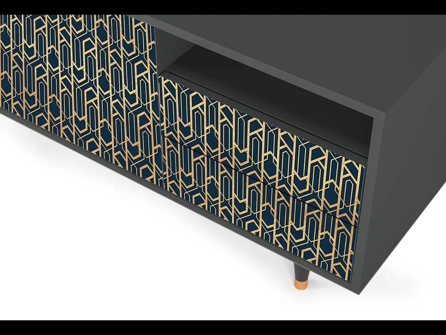 Mueble de TV - 125х56х41 cm - T7 - Golden Empire, Antracite^ Móvel De Tv