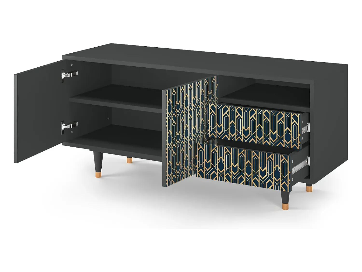Mueble de TV - 125х56х41 cm - T7 - Golden Empire, Antracite^ Móvel De Tv