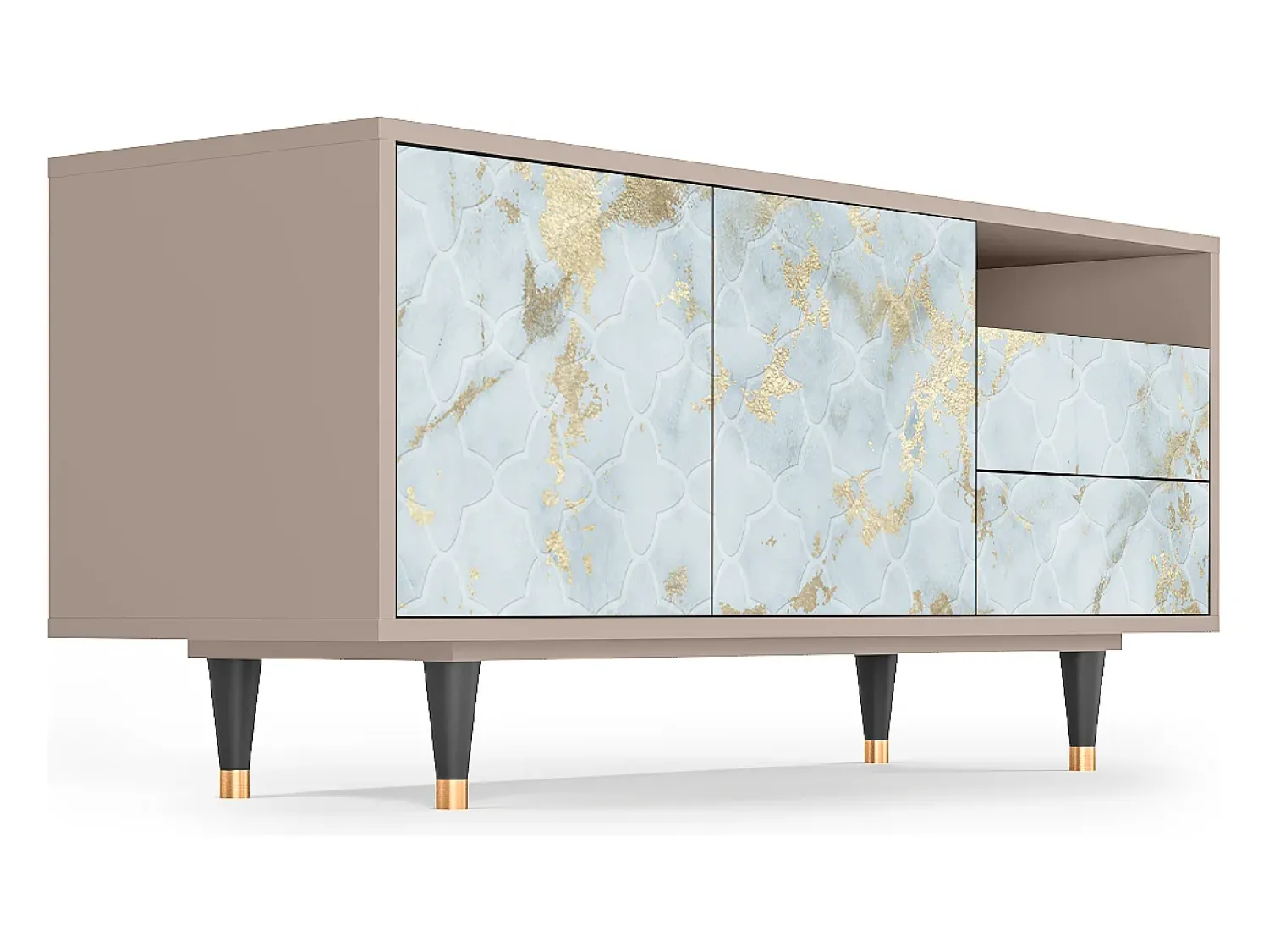 Online Mueble de TV - 125х56х41 cm - T7 - Golden Waves, Latte Bege