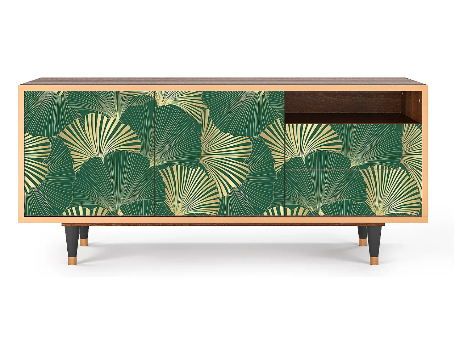 Mueble de TV - 125х56х41 cm - T7 - Gold Ginkgo, Nogueira^ Móvel De Tv