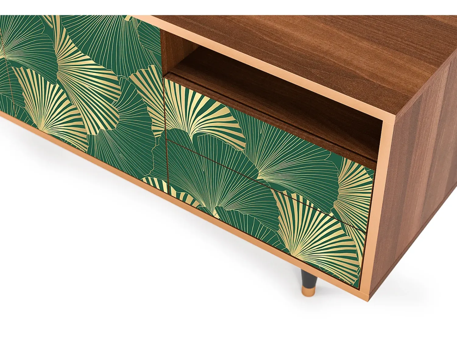 Mueble de TV - 125х56х41 cm - T7 - Gold Ginkgo, Nogueira^ Móvel De Tv
