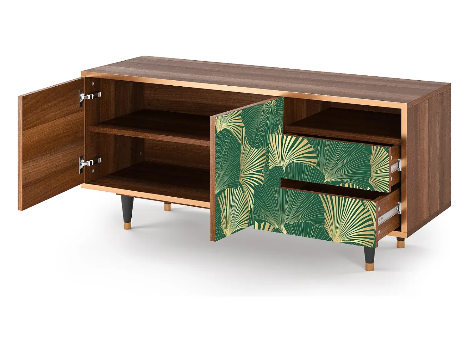 Mueble de TV - 125х56х41 cm - T7 - Gold Ginkgo, Nogueira^ Móvel De Tv
