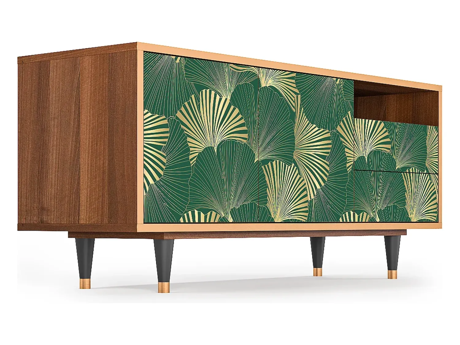 Mueble de TV - 125х56х41 cm - T7 - Gold Ginkgo, Nogueira^ Móvel De Tv