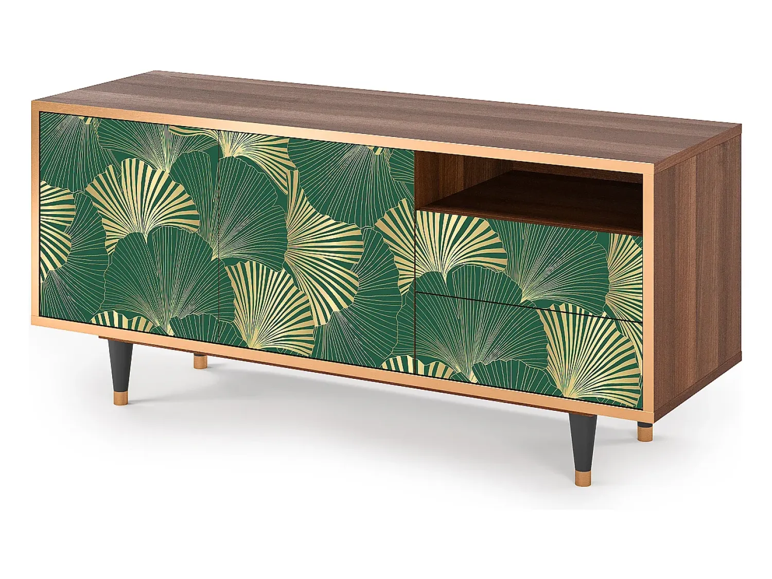Mueble de TV - 125х56х41 cm - T7 - Gold Ginkgo, Nogueira^ Móvel De Tv