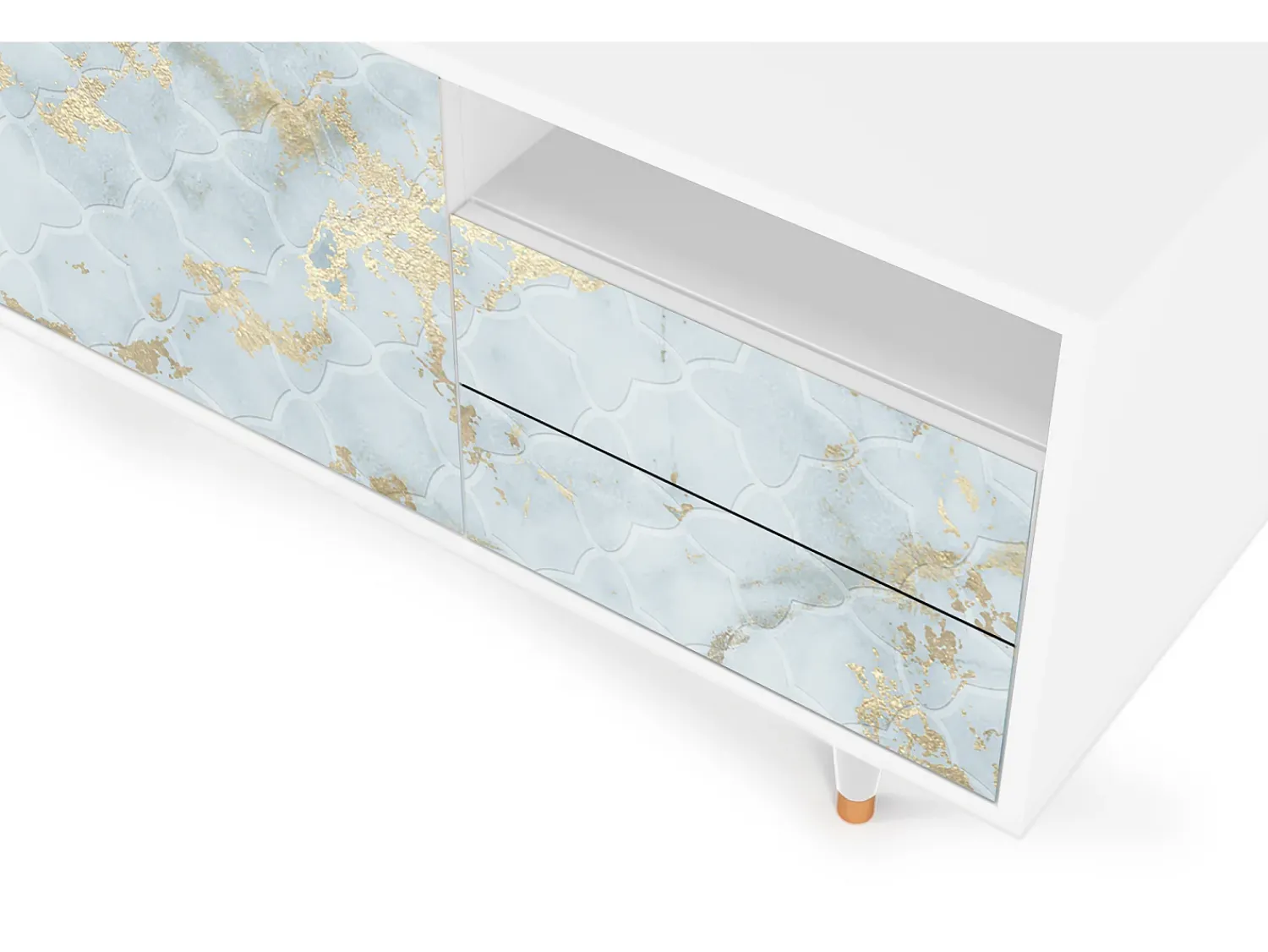 Móvel De Tv| Mueble de TV - 125х56х41 cm - T7 - Golden Waves, Branco Bege