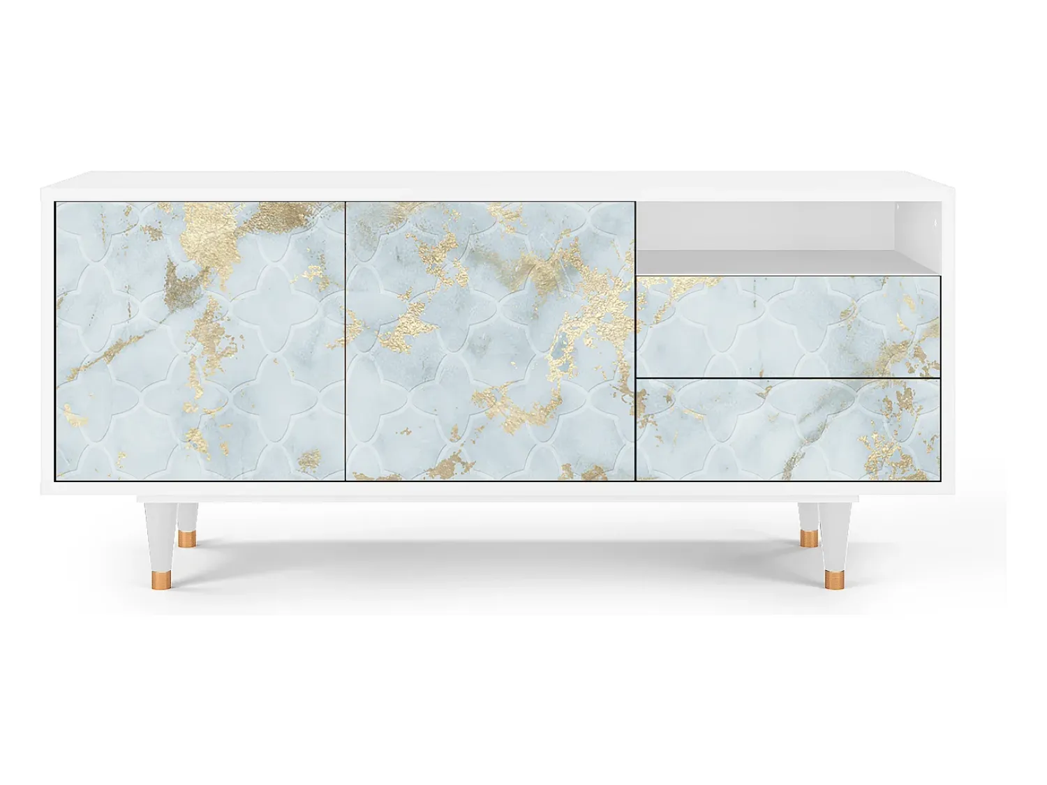 Móvel De Tv| Mueble de TV - 125х56х41 cm - T7 - Golden Waves, Branco Bege