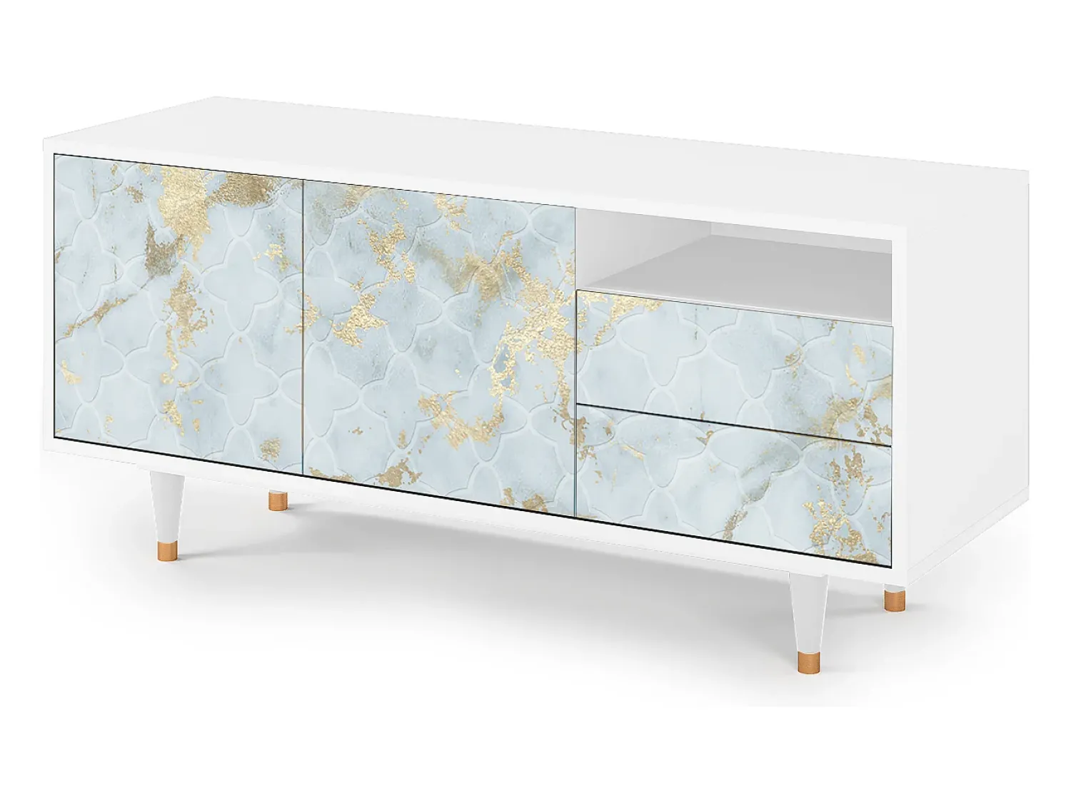 Móvel De Tv| Mueble de TV - 125х56х41 cm - T7 - Golden Waves, Branco Bege