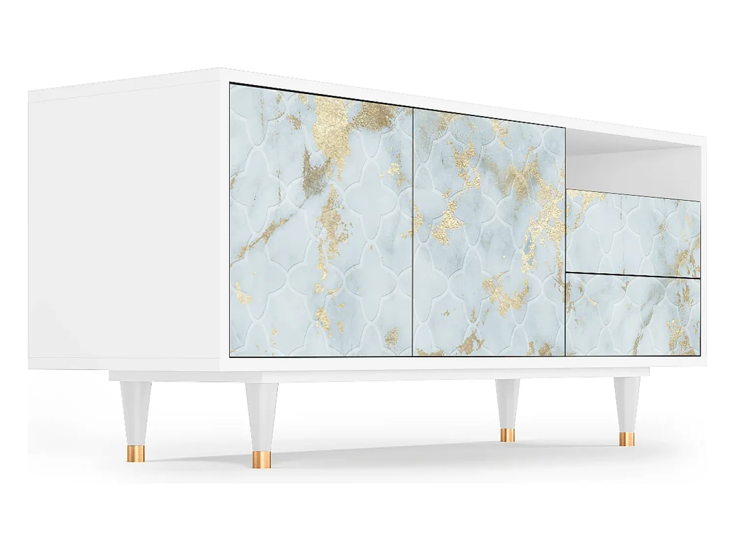 Móvel De Tv| Mueble de TV - 125х56х41 cm - T7 - Golden Waves, Branco Bege