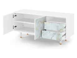 Móvel De Tv| Mueble de TV - 125х56х41 cm - T7 - Golden Waves, Branco Bege