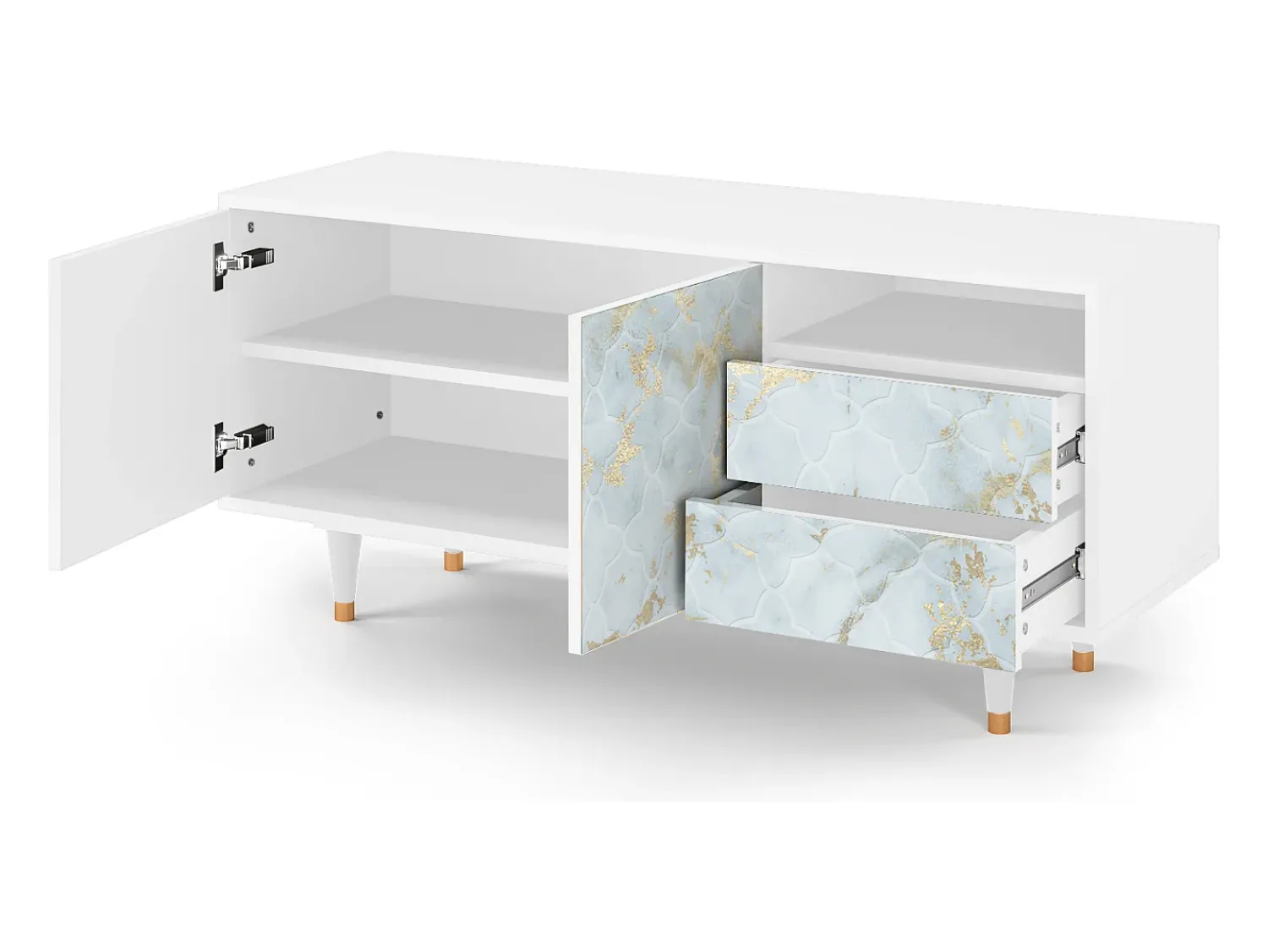 Móvel De Tv| Mueble de TV - 125х56х41 cm - T7 - Golden Waves, Branco Bege