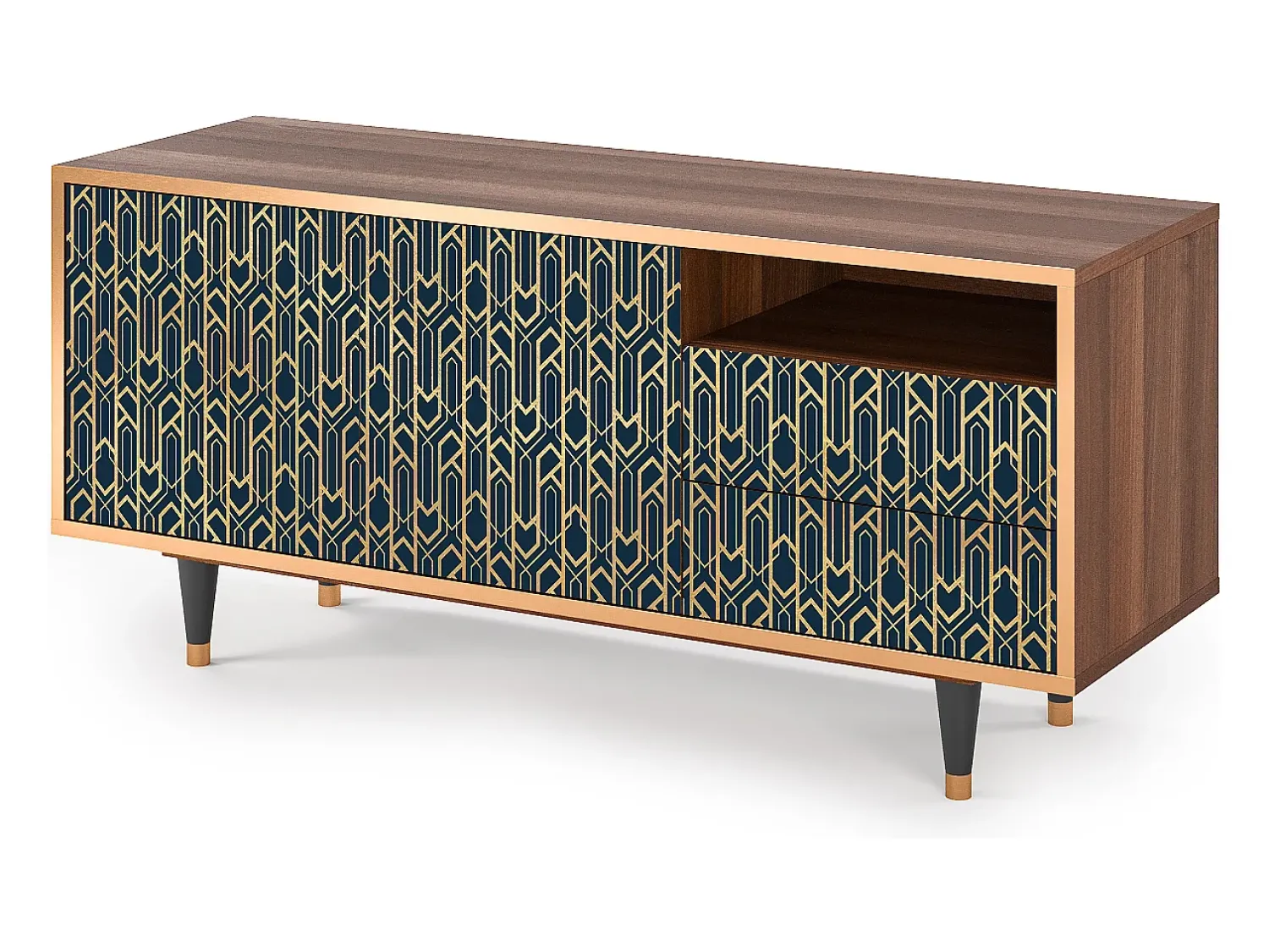 Mueble de TV - 125х56х41 cm - T7 - Golden Empire, Nogueira^ Móvel De Tv