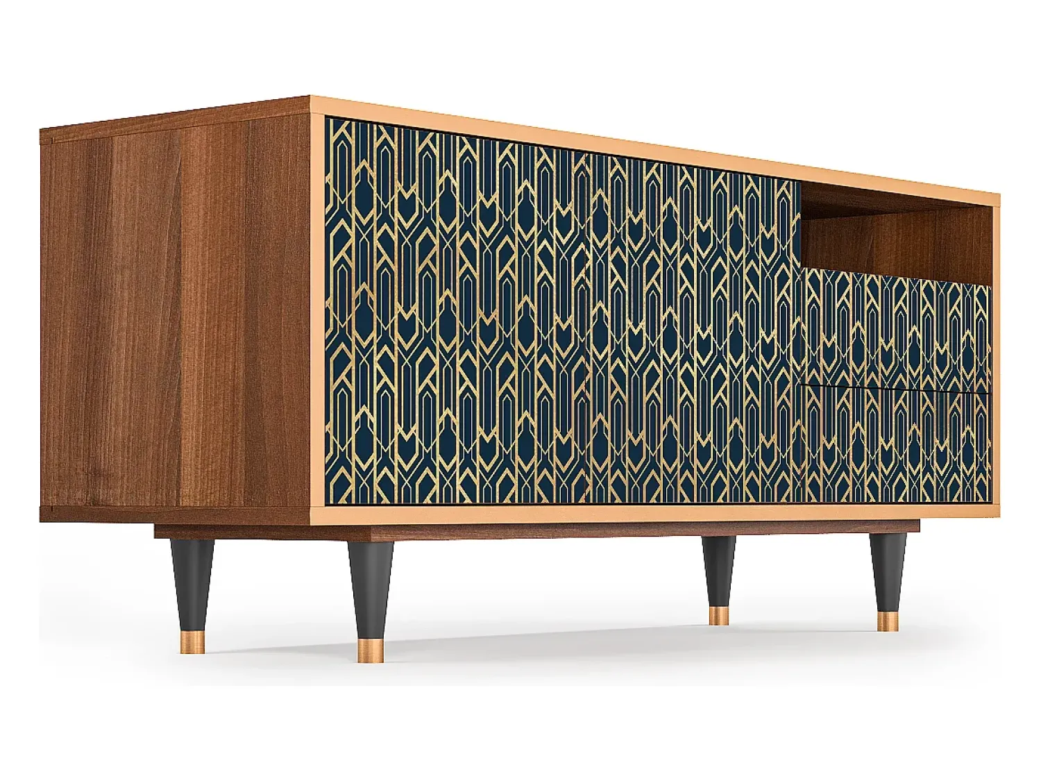 Mueble de TV - 125х56х41 cm - T7 - Golden Empire, Nogueira^ Móvel De Tv