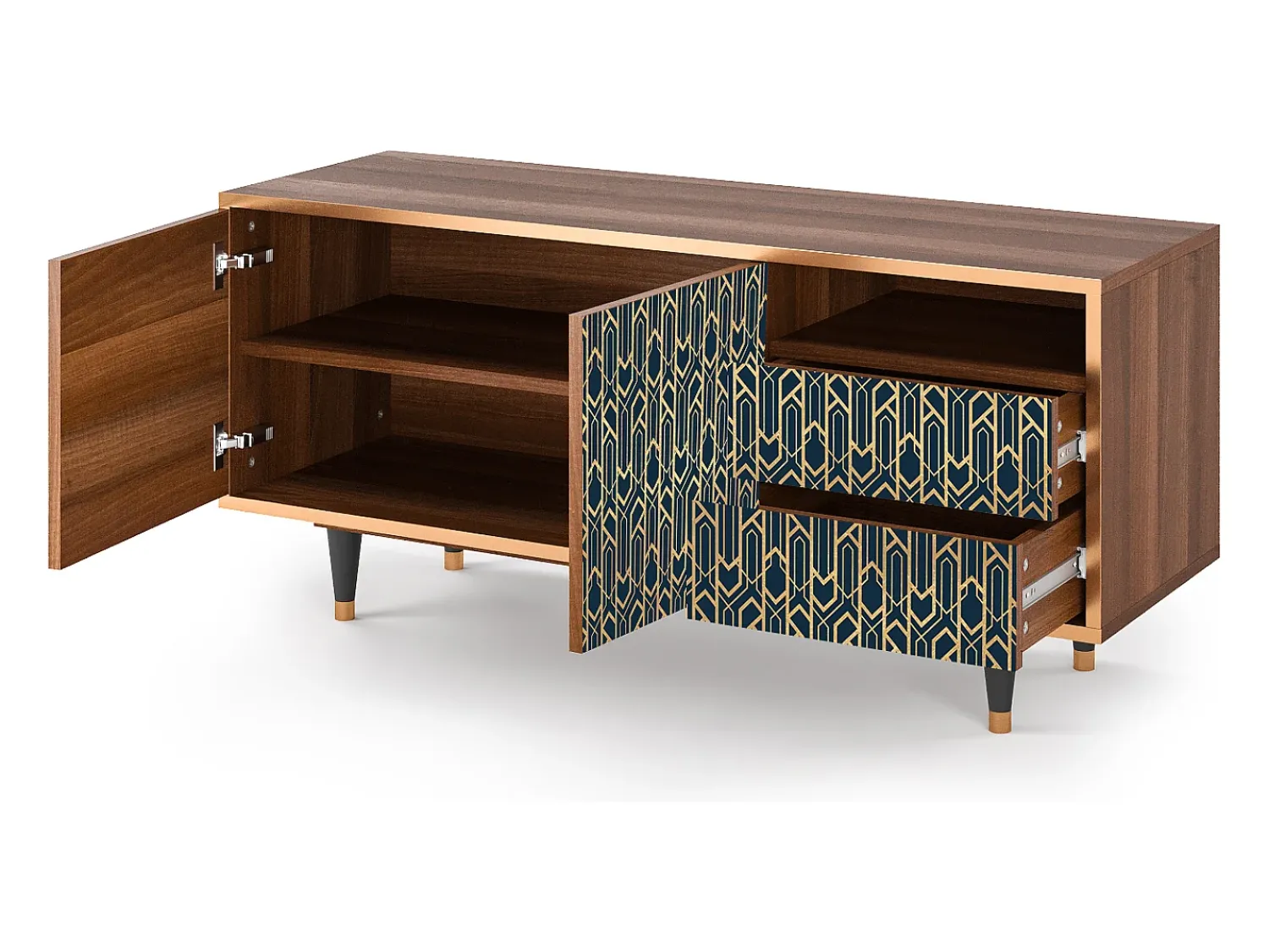 Mueble de TV - 125х56х41 cm - T7 - Golden Empire, Nogueira^ Móvel De Tv