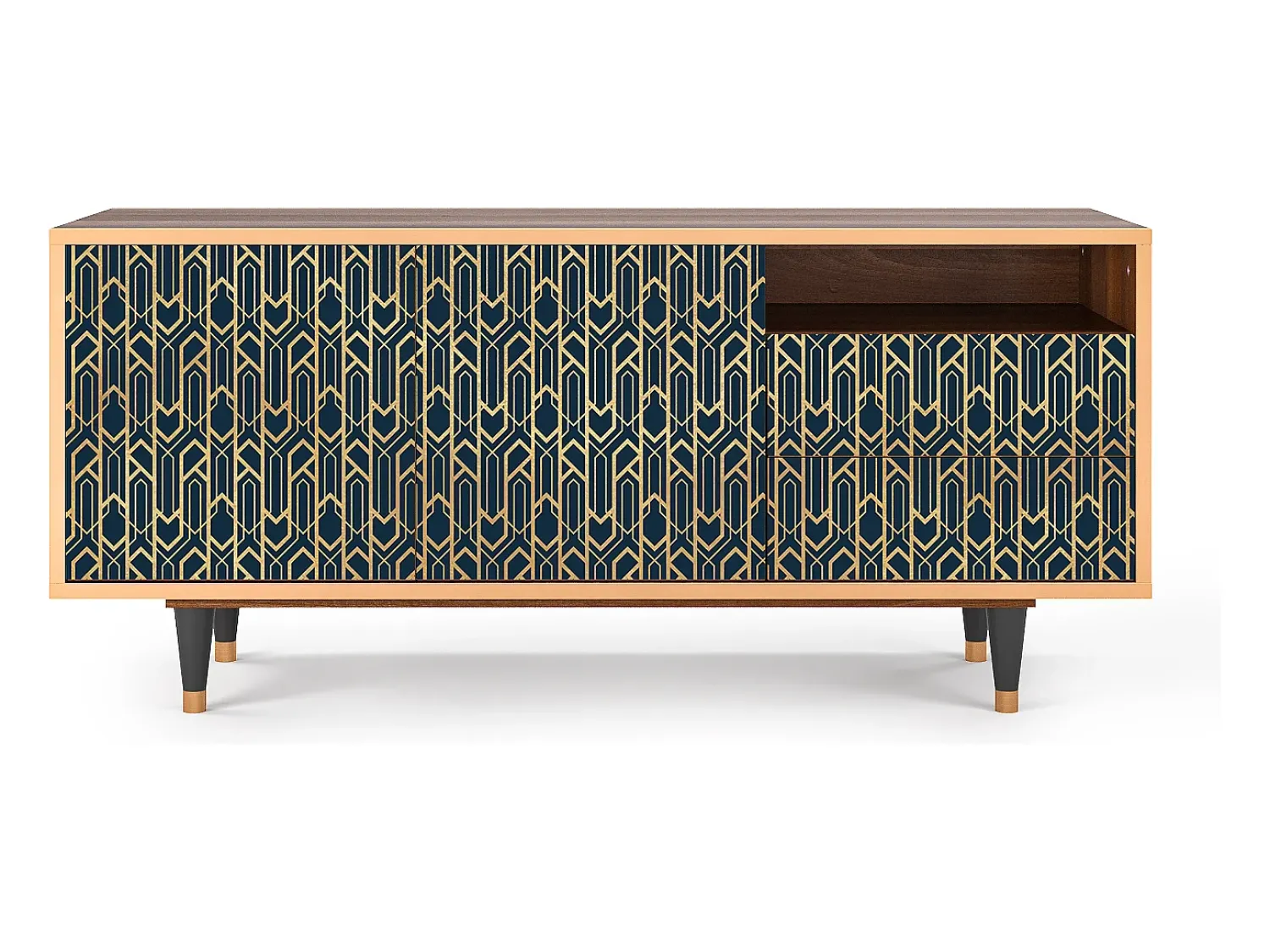 Mueble de TV - 125х56х41 cm - T7 - Golden Empire, Nogueira^ Móvel De Tv