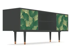 Móvel De Tv| Mueble de TV - 170х69х48 cm - T2 - Gold Ginkgo, Antracite Cinza antracite