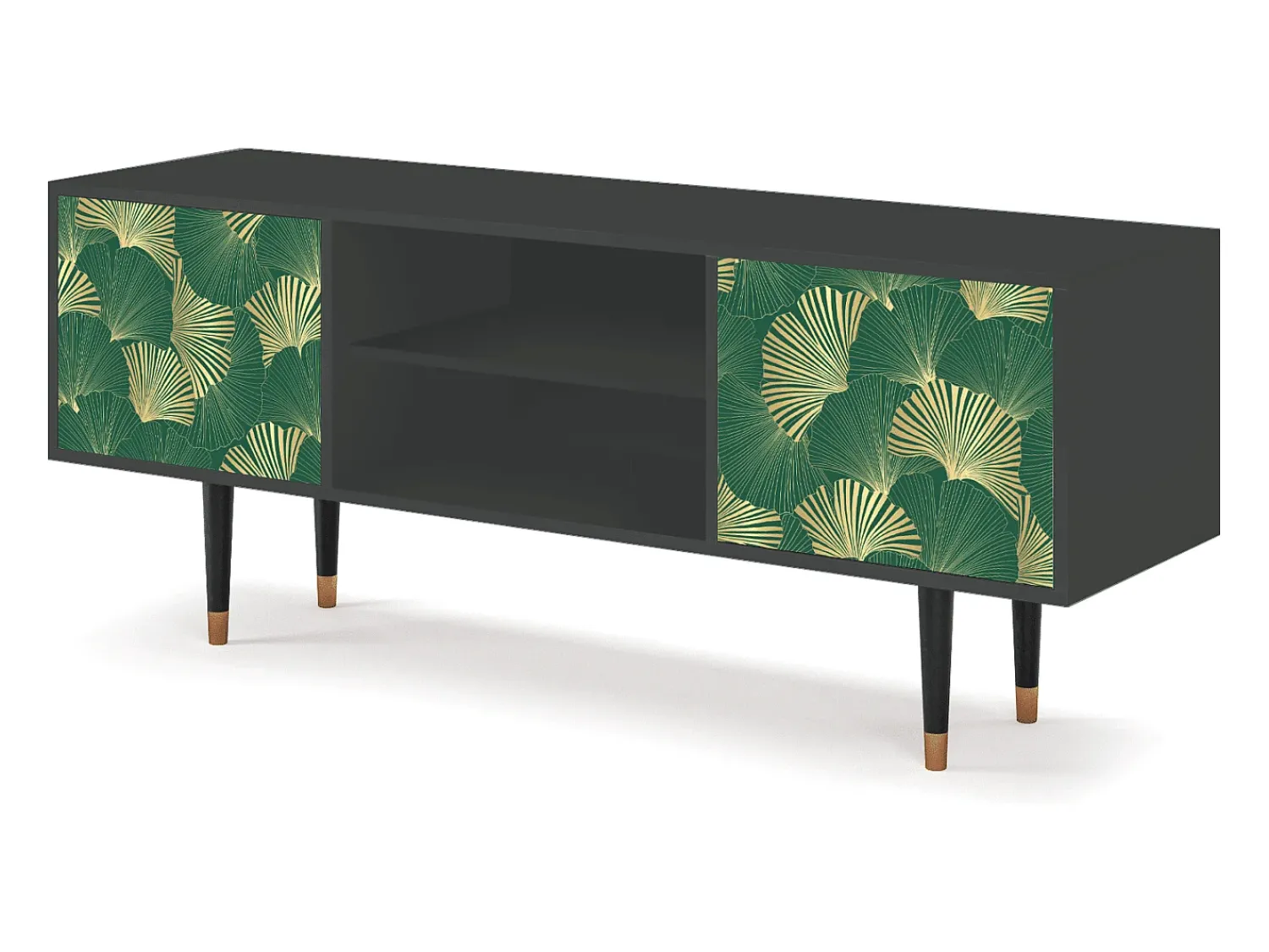 Móvel De Tv| Mueble de TV - 170х69х48 cm - T2 - Gold Ginkgo, Antracite Cinza antracite