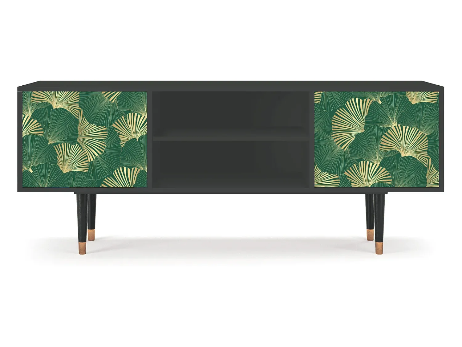 Móvel De Tv| Mueble de TV - 170х69х48 cm - T2 - Gold Ginkgo, Antracite Cinza antracite