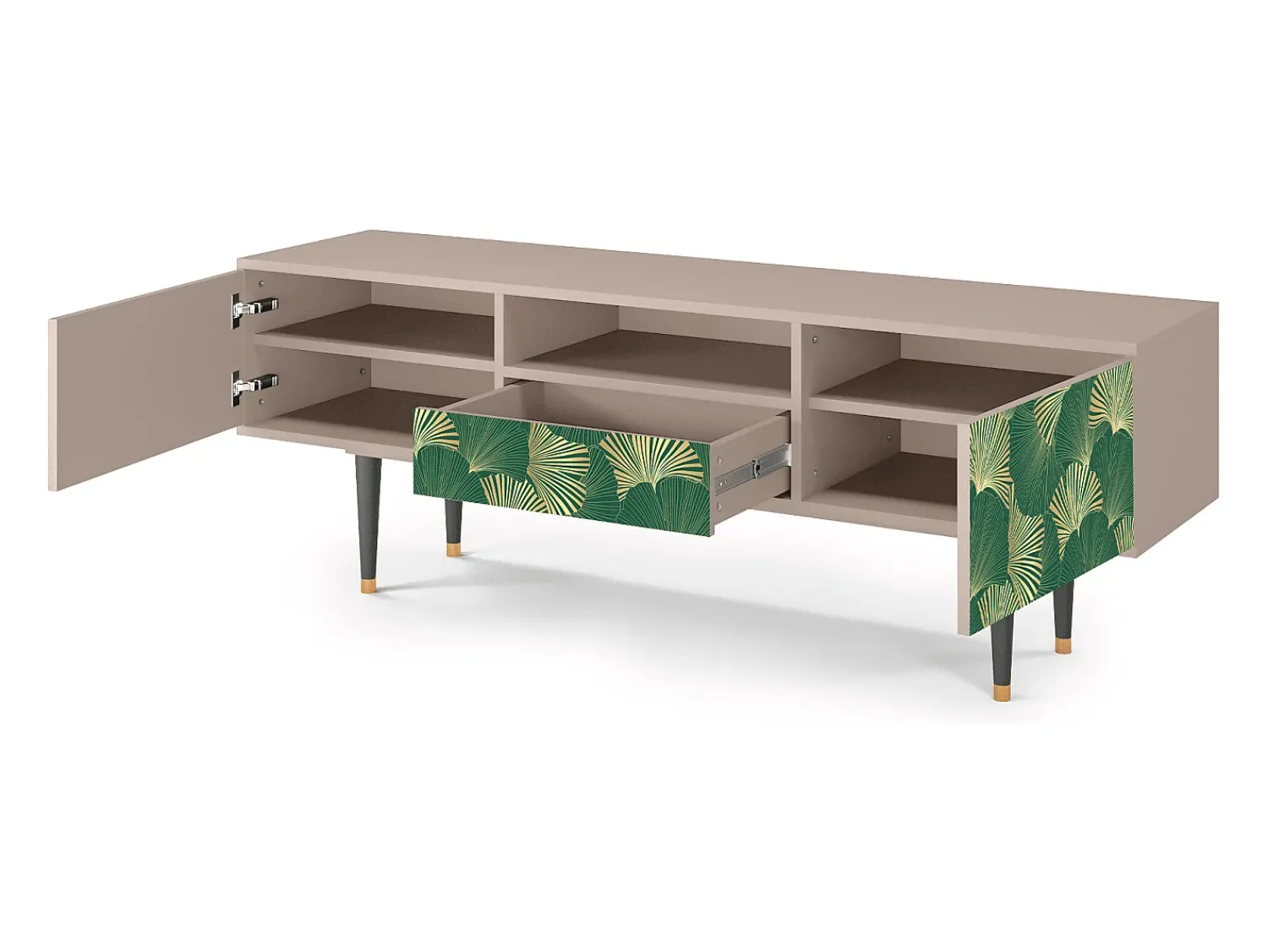 Móvel De Tv| Mueble de TV - 170х59х41 cm - T6 - Gold Ginkgo, Latte Bege