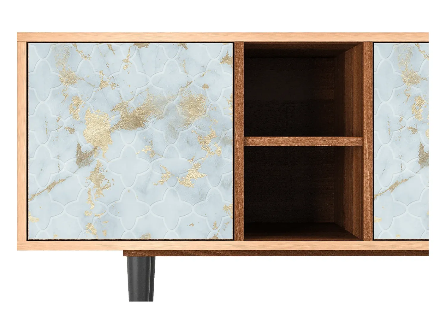 Móvel De Tv| Mueble de TV - 150х69х41 cm - T5 - Golden Waves, Nogueira Castanho