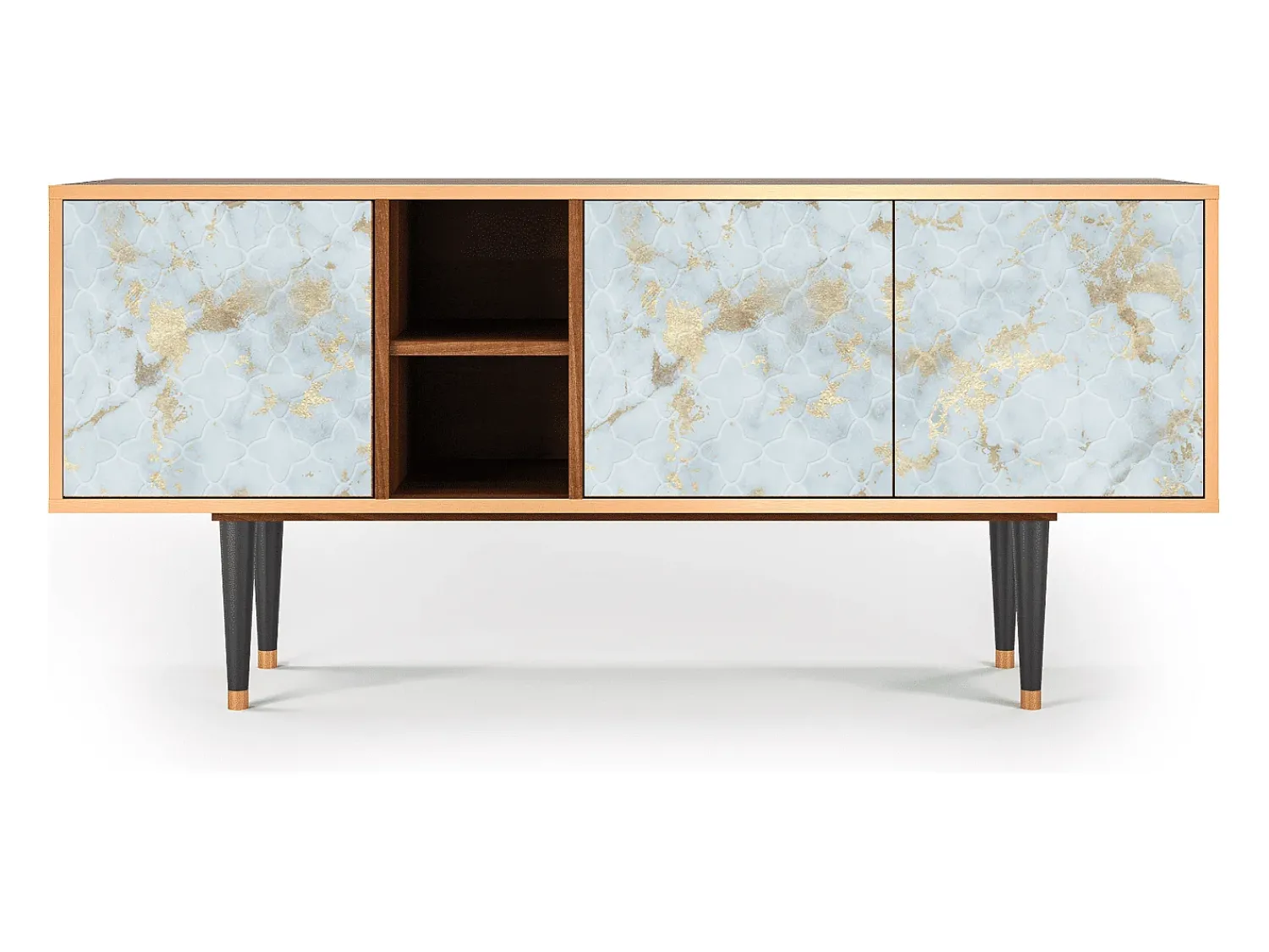 Móvel De Tv| Mueble de TV - 150х69х41 cm - T5 - Golden Waves, Nogueira Castanho