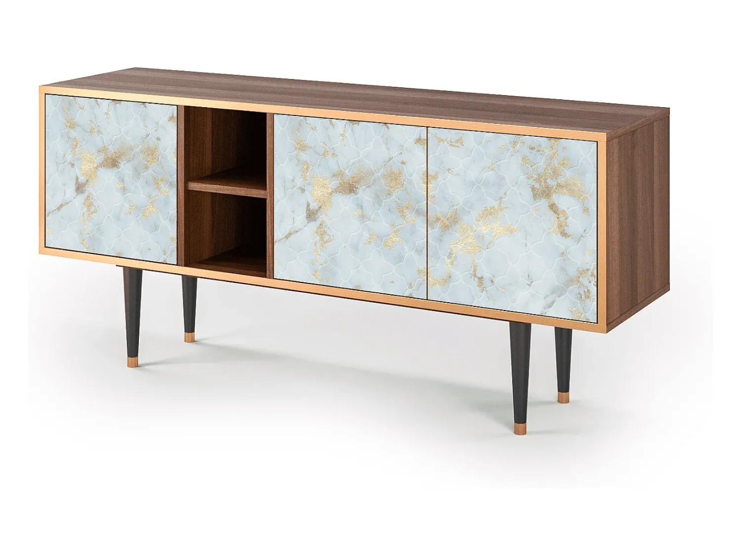 Móvel De Tv| Mueble de TV - 150х69х41 cm - T5 - Golden Waves, Nogueira Castanho