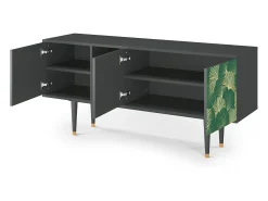 Móvel De Tv| Mueble de TV - 150х69х41 cm - T5 - Gold Ginkgo, Antracite Cinza antracite