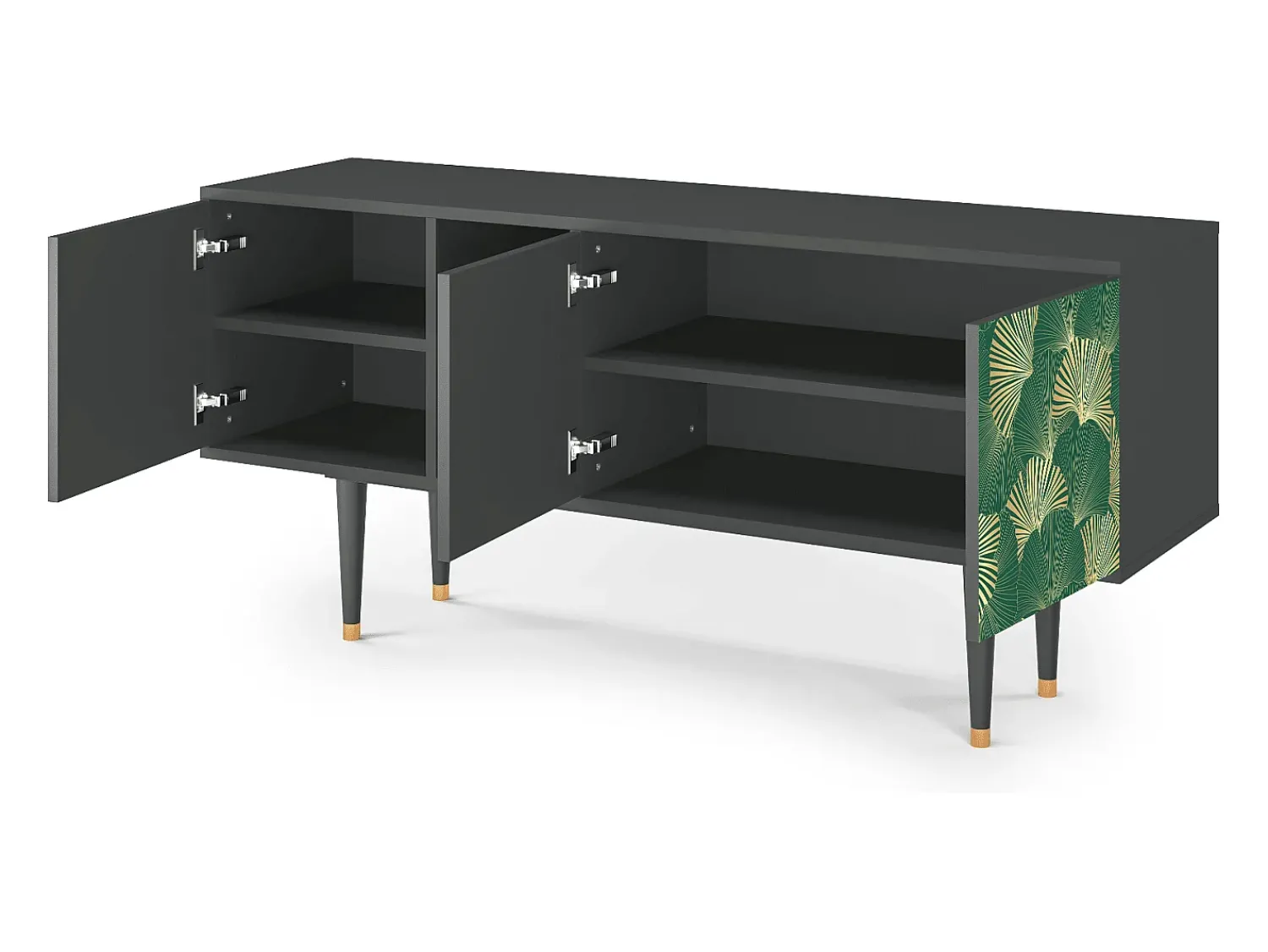Móvel De Tv| Mueble de TV - 150х69х41 cm - T5 - Gold Ginkgo, Antracite Cinza antracite