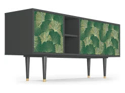 Móvel De Tv| Mueble de TV - 150х69х41 cm - T5 - Gold Ginkgo, Antracite Cinza antracite
