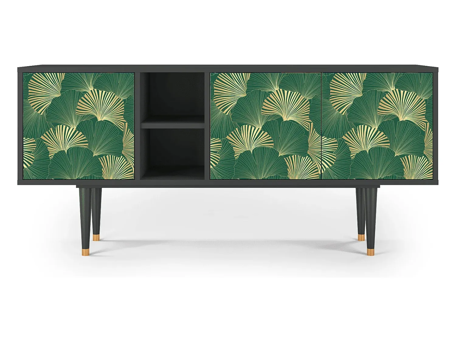 Móvel De Tv| Mueble de TV - 150х69х41 cm - T5 - Gold Ginkgo, Antracite Cinza antracite