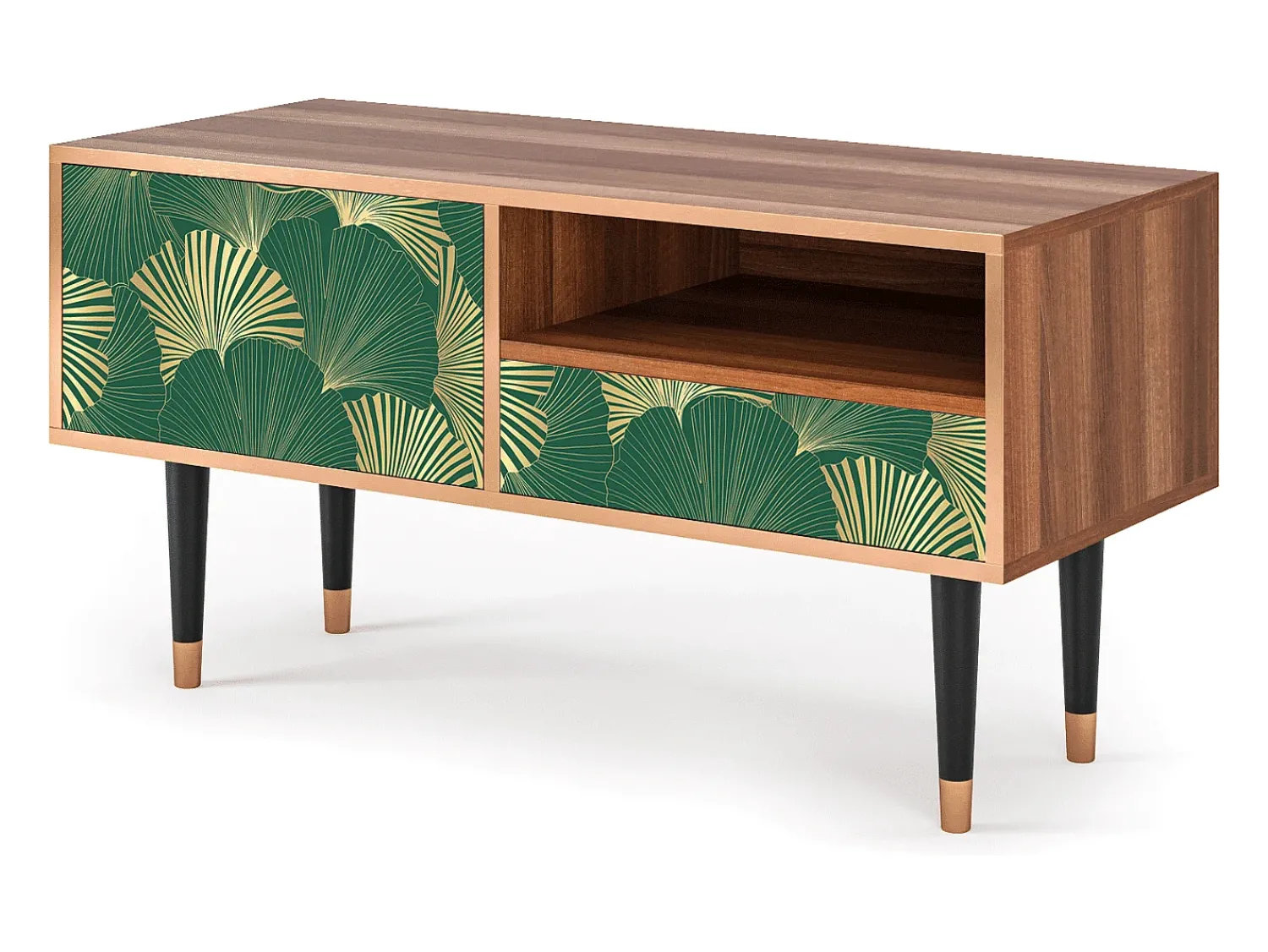 Hot Mueble de TV - 115х59х48 cm - T3 - Gold Ginkgo, Nogueira Castanho
