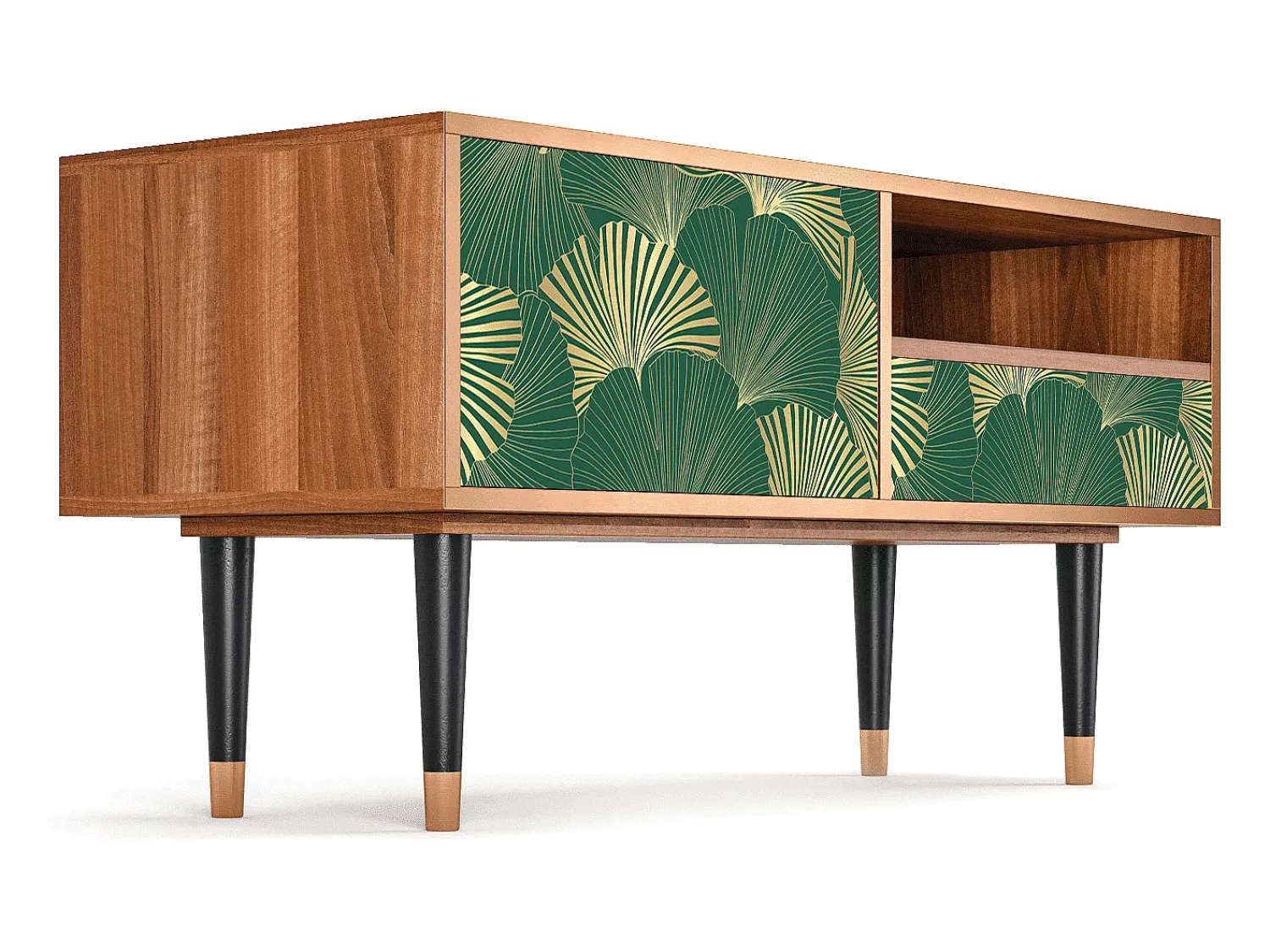 Hot Mueble de TV - 115х59х48 cm - T3 - Gold Ginkgo, Nogueira Castanho