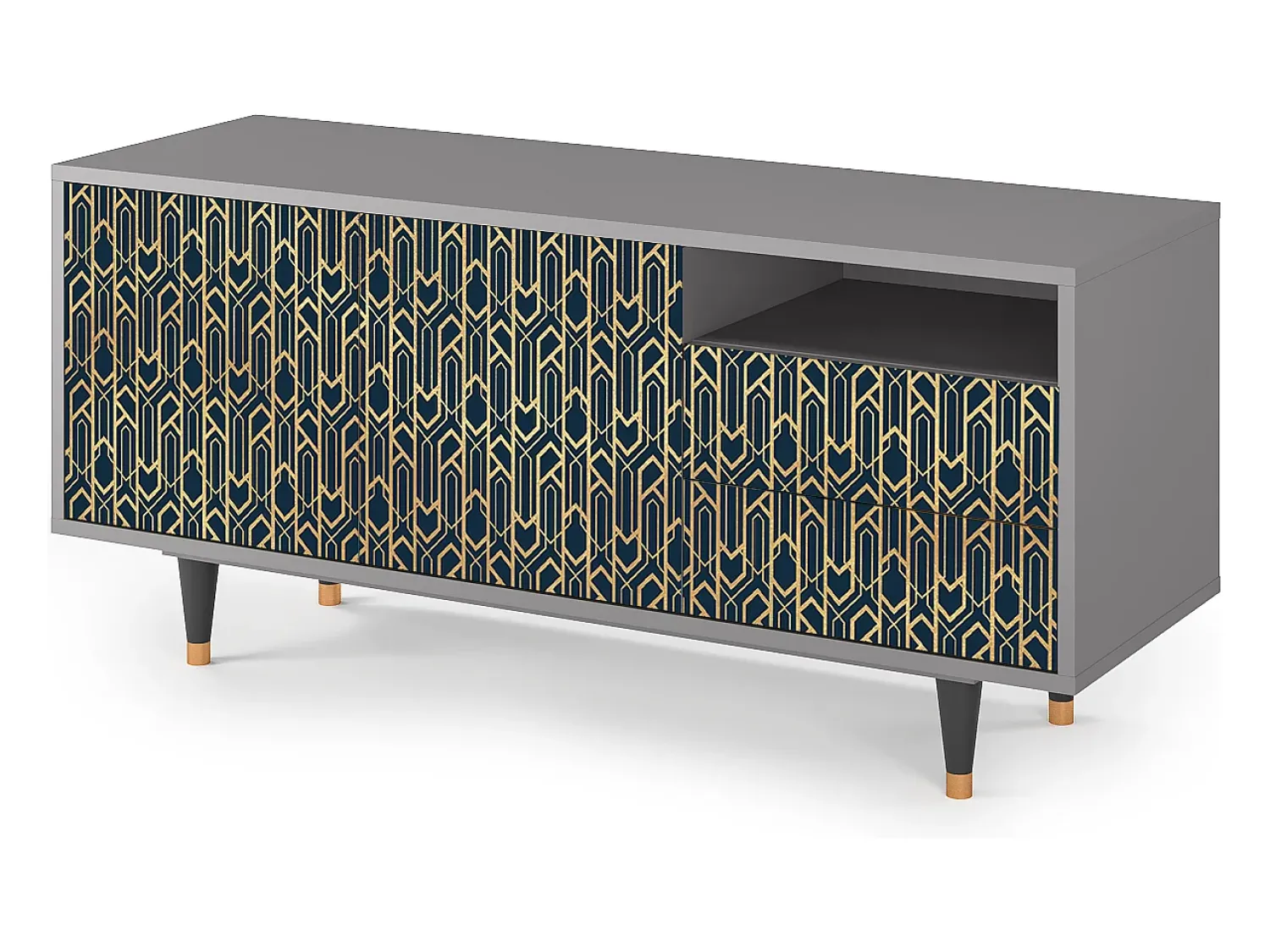 Best Mueble de TV - 125х56х41 cm - T7 - Golden Empire, Cinza Cinzento