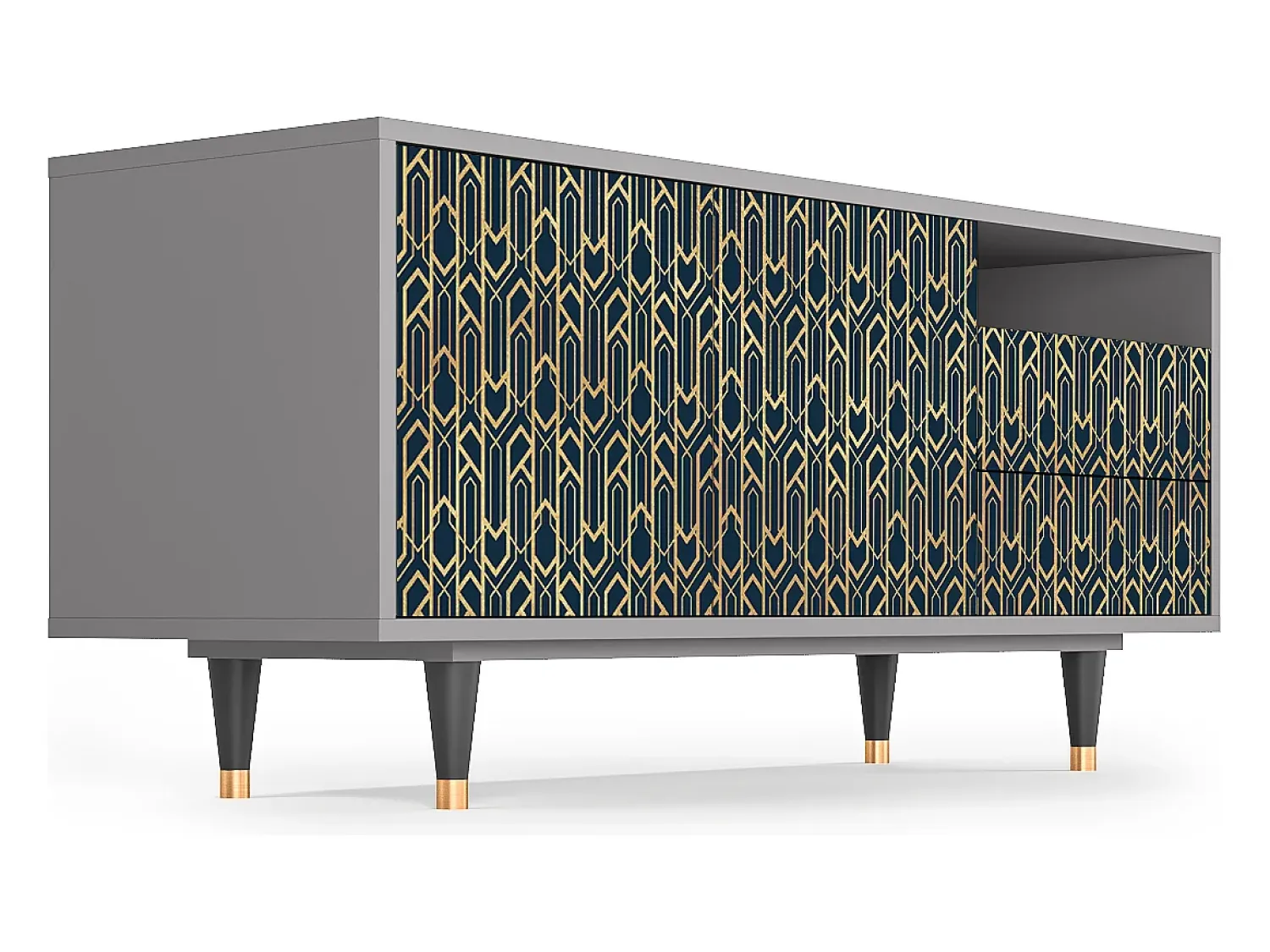 Best Mueble de TV - 125х56х41 cm - T7 - Golden Empire, Cinza Cinzento