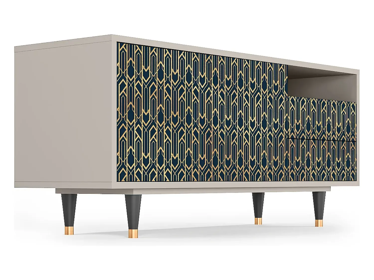 New Mueble de TV - 125х56х41 cm - T7 - Golden Empire, Areia Bege