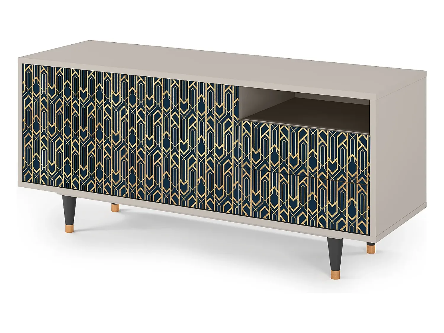 New Mueble de TV - 125х56х41 cm - T7 - Golden Empire, Areia Bege