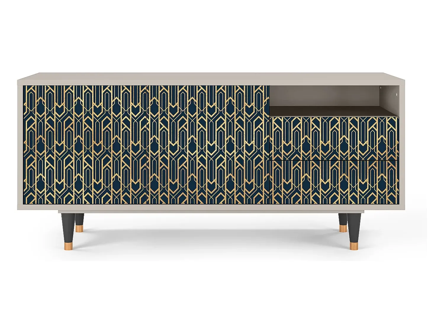 New Mueble de TV - 125х56х41 cm - T7 - Golden Empire, Areia Bege
