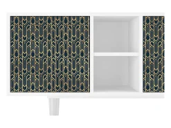 Mueble de TV - 150х69х41 cm - T5 - Golden Empire, Branco Bege