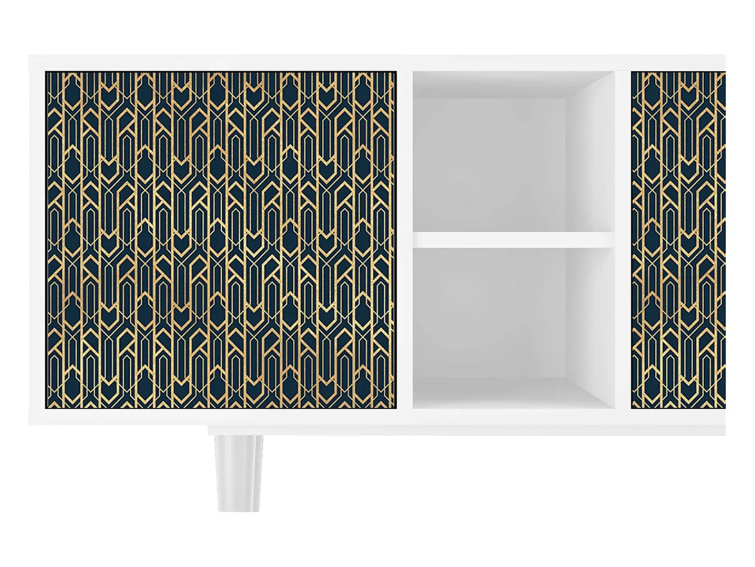 Mueble de TV - 150х69х41 cm - T5 - Golden Empire, Branco Bege