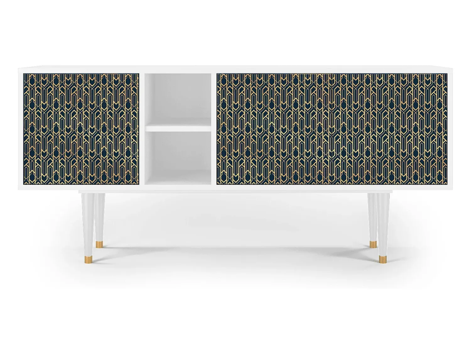 Mueble de TV - 150х69х41 cm - T5 - Golden Empire, Branco Bege