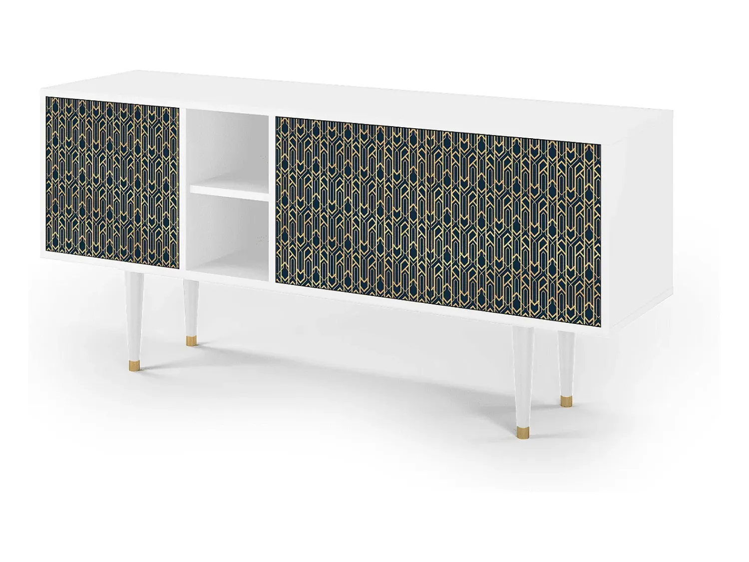 Mueble de TV - 150х69х41 cm - T5 - Golden Empire, Branco Bege