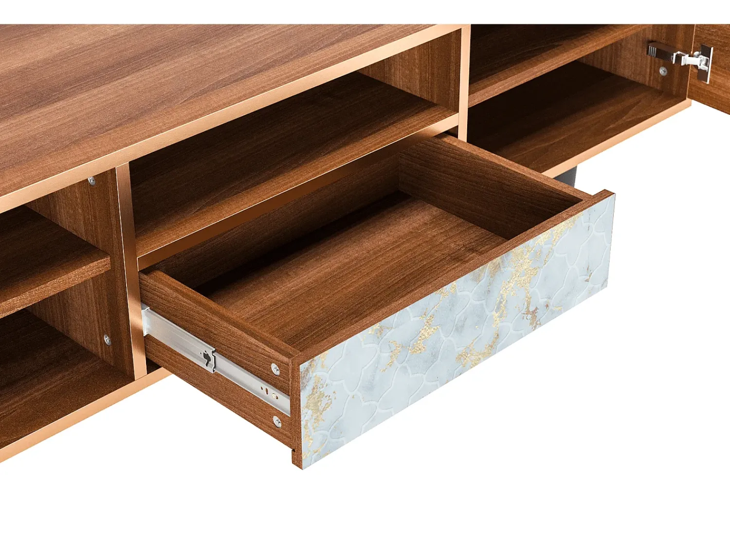 Mueble de TV - 170х59х41 cm - T6 - Golden Waves, Nogueira Castanho