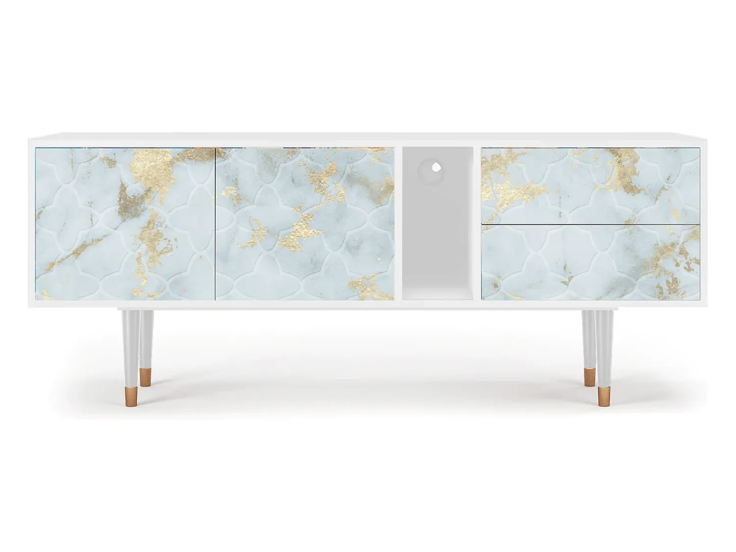 Mueble de TV - 170х69х48 cm - T1 - Golden Waves, Branco^ Móvel De Tv