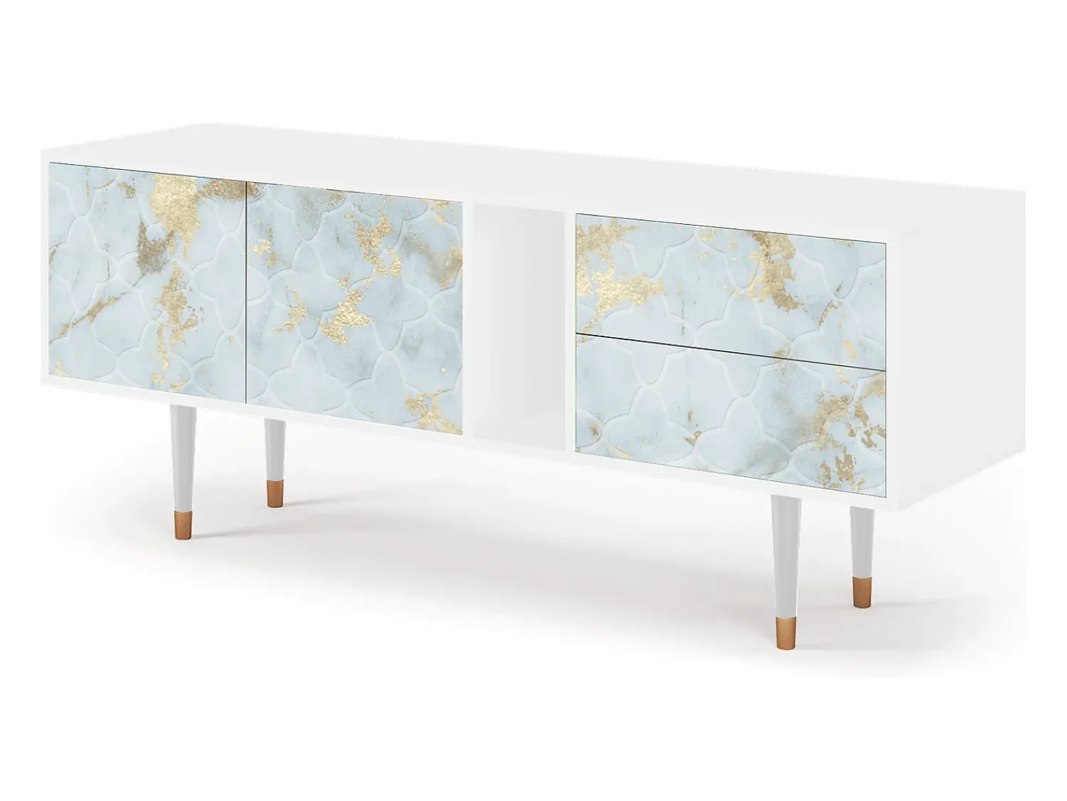 Mueble de TV - 170х69х48 cm - T1 - Golden Waves, Branco^ Móvel De Tv