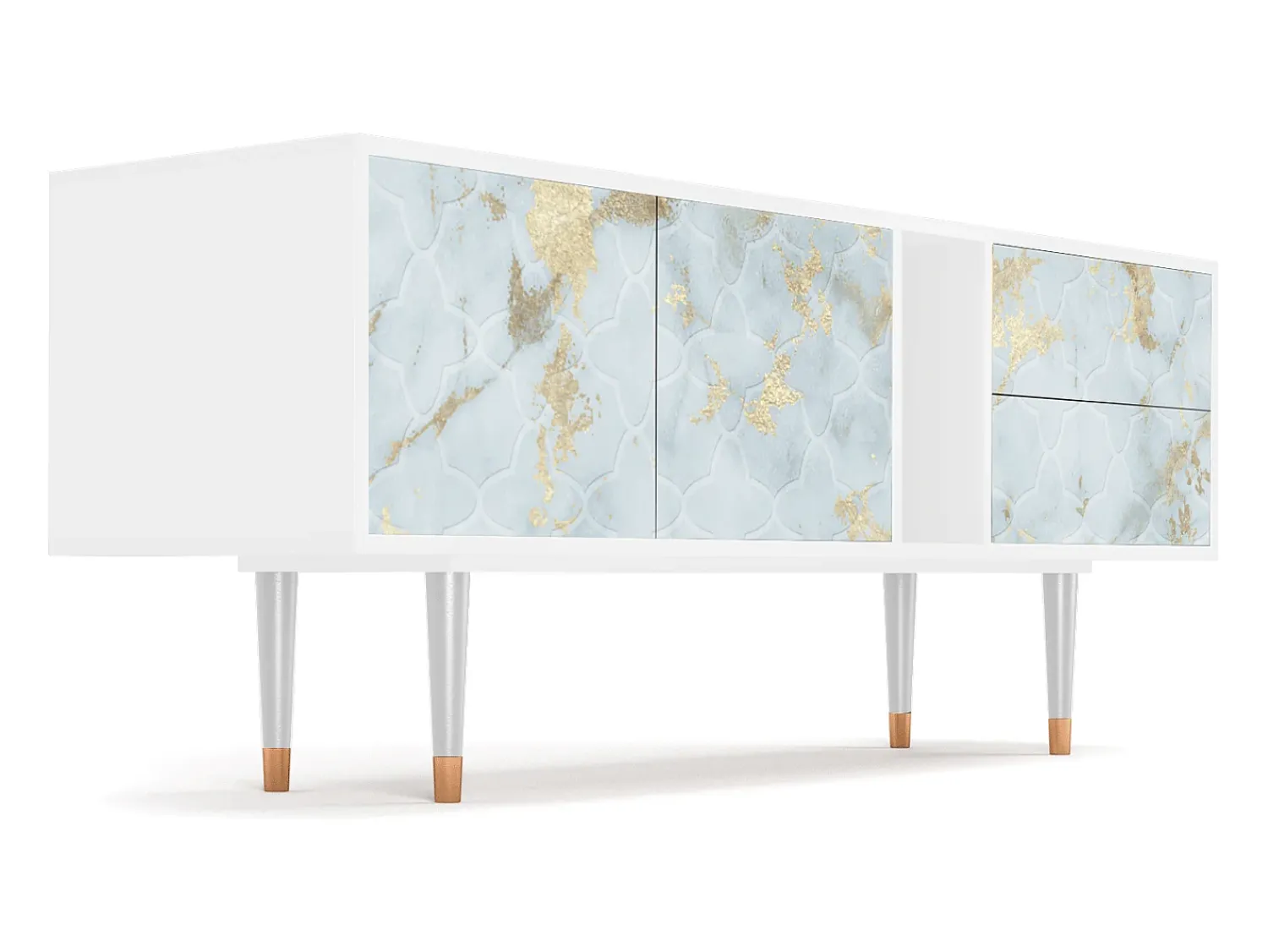 Mueble de TV - 170х69х48 cm - T1 - Golden Waves, Branco^ Móvel De Tv