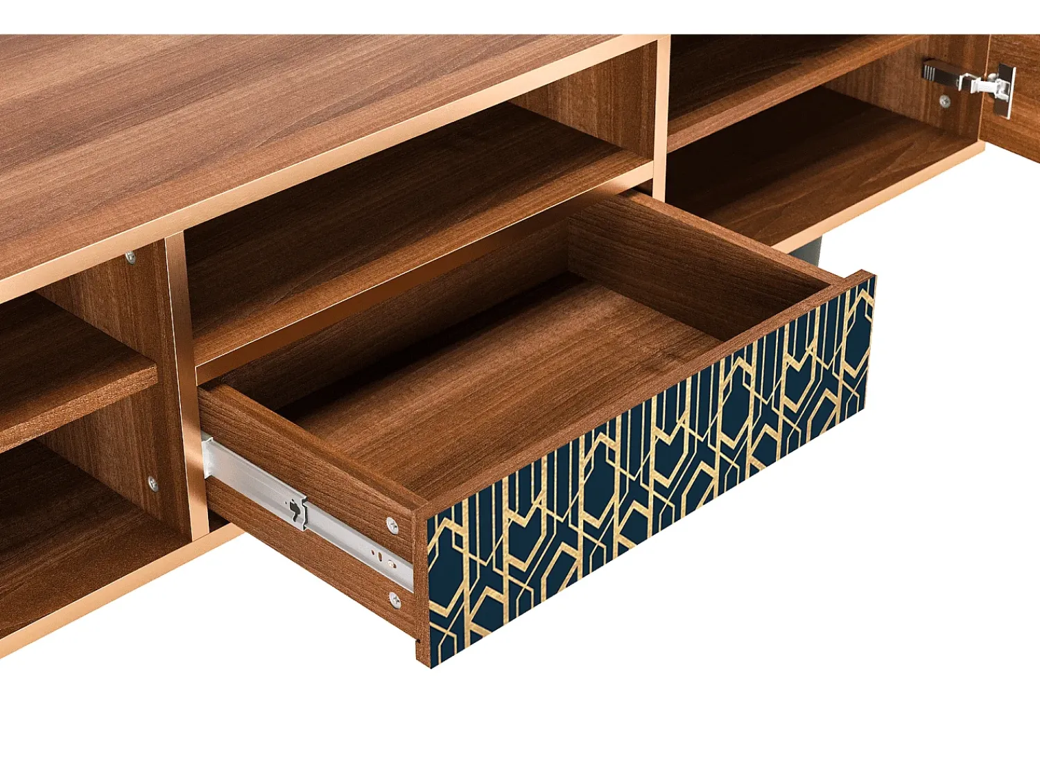 Clearance Mueble de TV - 170х59х41 cm - T6 - Golden Empire, Nogueira Castanho